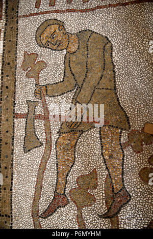 Dettaglio dei mosaici sul pavimento di Otranto Duomo (Cattedrale), Italia. Foto Stock