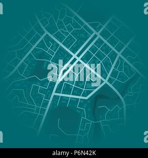 Stampa con la topografia della città. Abstract blue mappa della città. Città quartiere residenziale di regime. Città piano di distretto. vettore Illustrazione Vettoriale