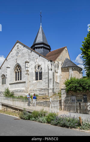 L'église Sainte-Radegonde / Saint Radegund chiesa, dove il pittore Claude Monet è sepolto a Giverny, Eure reparto, Normandia, Francia Foto Stock