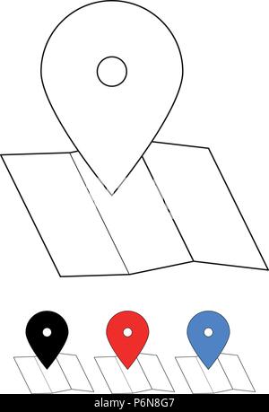 Imposta icona - il puntatore sulla mappa - Vettore Illustrazione Vettoriale