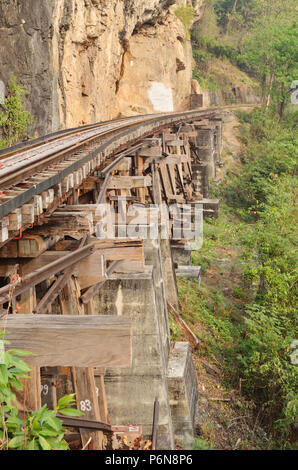 Stazione ferroviaria morto accanto a cliff, lungo il fiume Kwai in Thailandia Foto Stock