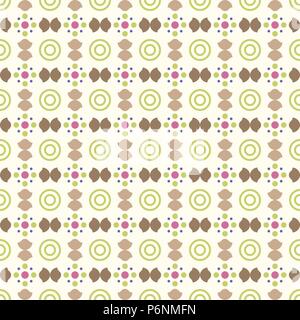 Marrone scuro coppa di curva e modello di cerchio in colori pastello. Vintage e moderno seamless pattern style per la cute o graphic design Illustrazione Vettoriale