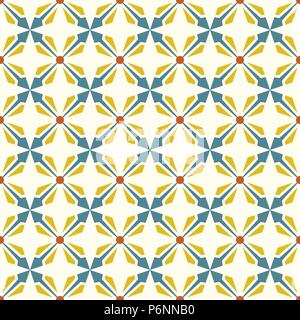 Blu e Giallo freccia astratto e cerchio in forma rettangolare seamless pattern. Modello moderno per il grafico o disegno astratto. Illustrazione Vettoriale