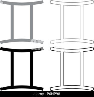 Twin simbolo icon set grigio nero i colori stile piatto semplice immagine Illustrazione Vettoriale