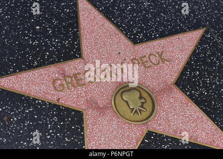 HOLLYWOOD, CA - 29 Giugno: Gregory Peck stella sulla Hollywood Walk of Fame in Hollywood, la California il 29 giugno 2018. Foto Stock