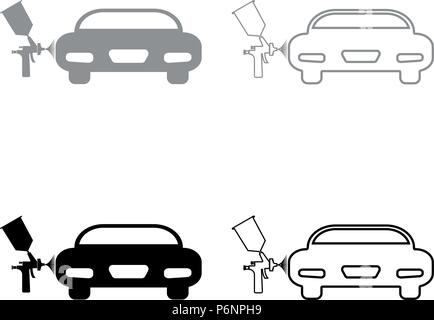 Macchine di verniciatura Imposta icona grigio nero i colori stile piatto semplice immagine Illustrazione Vettoriale