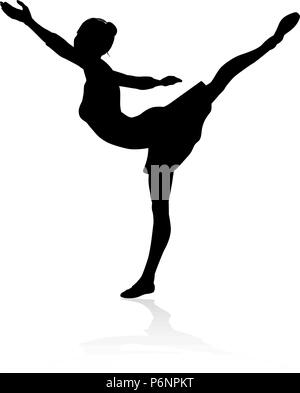 Ballet Dancing Silhouette Illustrazione Vettoriale