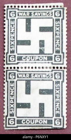 1916 White swastika 6d guerra coupon di risparmio. Foto Stock