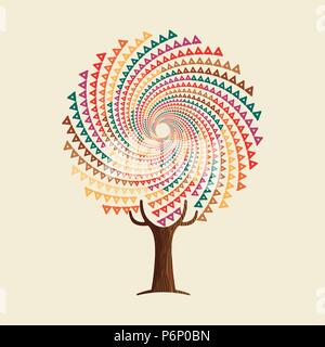 Albero con stile Boho mandala arte, ispirato indiano illustrazione. Abstract fatti a mano decorazione tribale. EPS10 vettore. Illustrazione Vettoriale