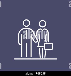 Il lavoro di squadra la gente di affari icona linea semplice illustrazione piana. Illustrazione Vettoriale