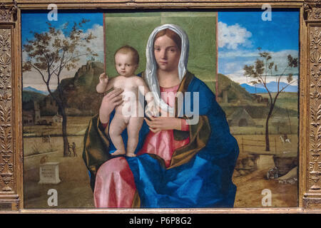 Giovanni Bellini, la Vergine e il bambino, 1510. Pinacoteca di Brera, Milano, Italia. Foto Stock