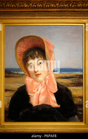 Petit Palais museum, Parigi, Francia. Jacques-Emile Blanche, La Capeline rose (l'ampia rosa-colmato hat), 1883, olio su tela. Foto Stock