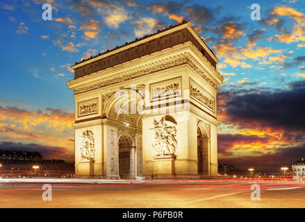 Parigi Arco di Trionfo, Francia Foto Stock