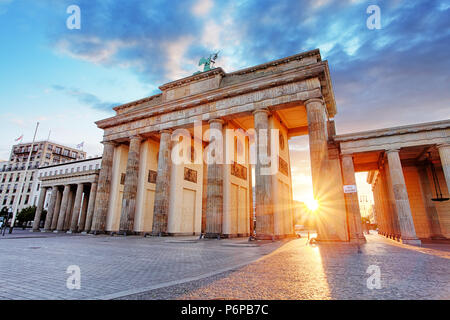 Berlino, Porta di Brandeburgo, Germania Foto Stock