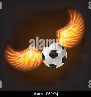 Pallone da calcio con la masterizzazione di ali.Mesh.Questo file contiene la trasparenza. Illustrazione Vettoriale