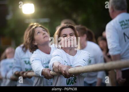 Westminster College Gardens, Londra, Regno Unito. Il 6 giugno, 2016. Squadre di signori e MPs fare battaglia nel trentesimo anno di Macmillan Cancer Support per la casa del Signore Foto Stock