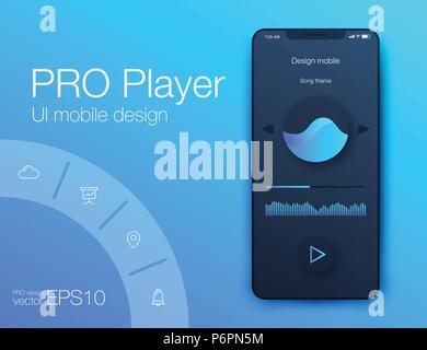 UX audio player templates Illustrazione Vettoriale
