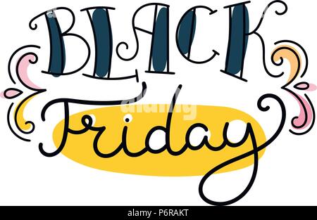 Venerdì nero. Scritte colorate frase isolato su sfondo bianco. Elemento di design per la stampa, t-shirt, poster, scheda, banner. Illustrazione Vettoriale Illustrazione Vettoriale