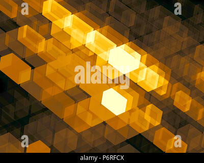 Cubi d'oro - abstract generati digitalmente immagine Foto Stock