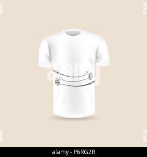 Uomo T-shirt icona sullo sfondo.girocollo Jersey sfondo.vista frontale.Luci e ombre mock-up templates.White jersey mock up modello di progettazione Illustrazione Vettoriale