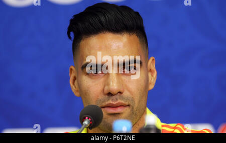 Il colombiano Radamel Falcao durante la conferenza stampa a Spartak Stadium di Mosca. Foto Stock
