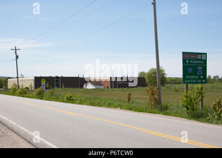 Giugno 4, 2018- Middleton, Nova Scotia: la valle di Annapolis Campus della Nova Scotia Community College, con un cartello stradale che indica la comunità di Foto Stock