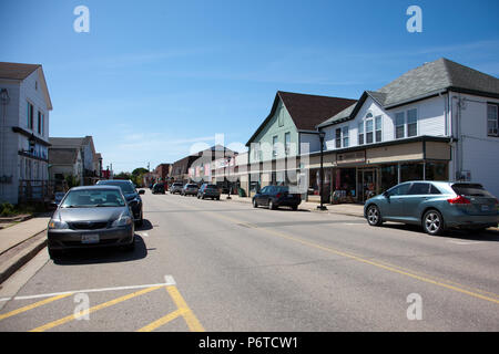 Giugno 4, 2018- Middleton, Nova Scotia: l'area del centro della pittoresca comunita di Middleton, questa fotografia presa sulla strada commerciale che mostra negozio locale Foto Stock