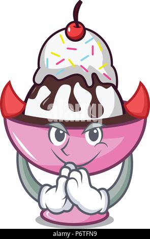 Diavolo gelato Gelato mascotte cartoon Illustrazione Vettoriale