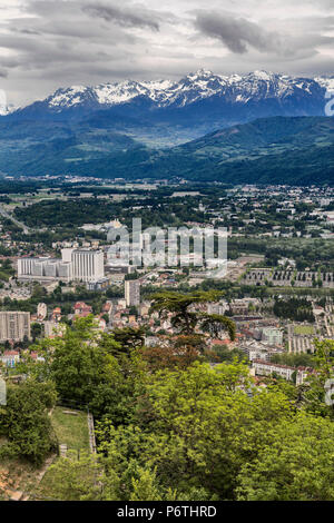 Vista dalla Bastiglia, Grenoble, regione Rhone-Alpes, dipartimento di Isere, Francia Foto Stock