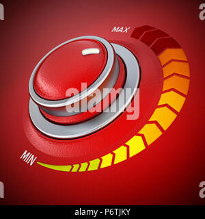 In stile vintage di metallo rosso la manopola di controllo. 3D'illustrazione. Foto Stock