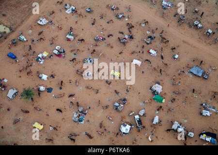 India Rajasthan., Pushkar, vista aerea del cammello di Pushkar Fair Foto Stock