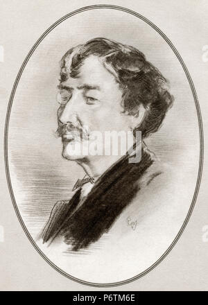 James Abbott McNeill Whistler, 1834 - 1903. Artista americano. Illustrazione da Gordon Ross, artista americano e illustrator (1873-1946), dal vivere le biografie di grandi pittori. Foto Stock