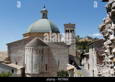 La Cattedrale di San Rufino da dietro, Assisi, Umbria, Italia, Europa, Assisi, Umbria, Italia, Europa Foto Stock