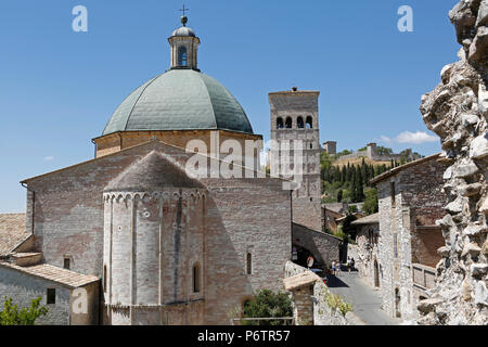 La Cattedrale di San Rufino da dietro, Assisi, Umbria, Italia, Europa, Assisi, Umbria, Italia, Europa Foto Stock