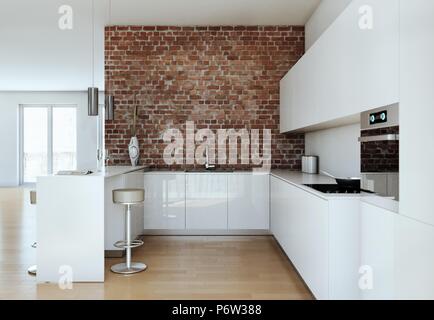 Cucina moderna interior design illustrazione Foto Stock