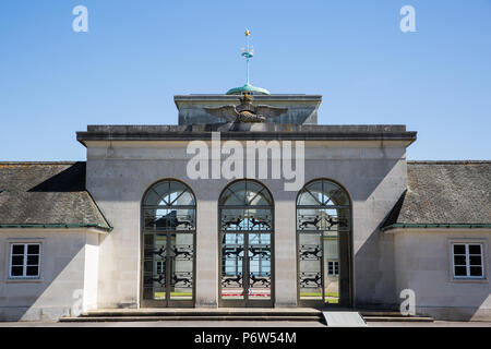 Englefield Green, Regno Unito. 2 Luglio, 2018. Il Runnymede Air Forces Memorial, progettato da Sir Edward Maufe in pietra di Portland, commemora le donne e gli uomini Foto Stock