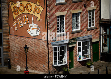 Pionieri di Rochdale Museum considerato come il luogo di nascita del moderno movimento cooperativo su Toad Lane, Greater Manchester Foto Stock