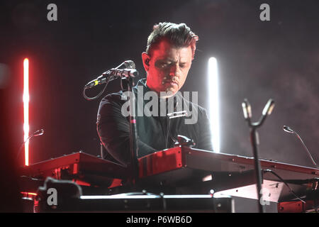 Zagabria, Croazia - 27 Giugno 2018 : American rock band Interpol esegue sul palco principale durante il XIII Festival INmusic situato sul lago Jarun Foto Stock