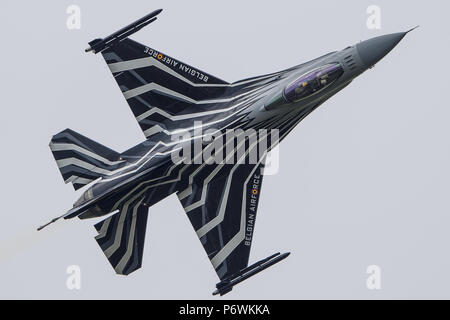 Cina. 3 Luglio, 2018. F belga16 aeromobili a Royal International Air Tattoo 2018. Credito: SIPA Asia/ZUMA filo/Alamy Live News Foto Stock