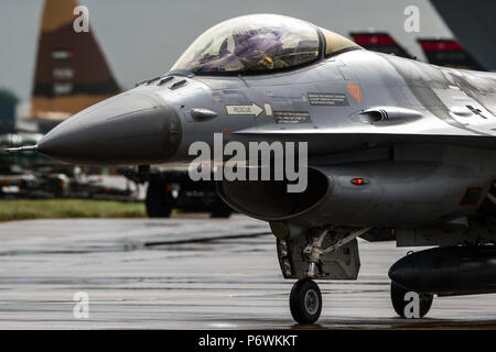 Cina. 3 Luglio, 2018. F belga16 aeromobili a Royal International Air Tattoo 2018. Credito: SIPA Asia/ZUMA filo/Alamy Live News Foto Stock