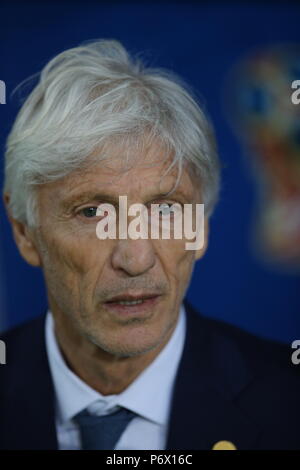 Mosca, Russo. 03 Luglio, 2018. 03.07.2018. Mosca, Russia:José Pekerman durante il Round-16 Fifa World Cup Russia 2018 partita di calcio tra la Colombia vs Inghilterra in Spartak Stadium. Credit: Indipendente Agenzia fotografica/Alamy Live News Foto Stock