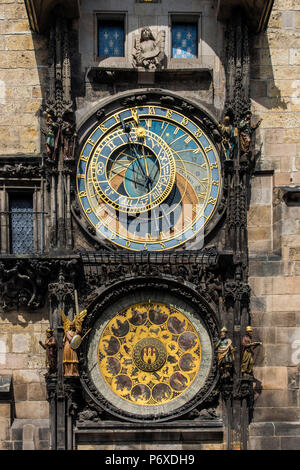 L'orologio astronomico di Praga, Praga, Boemia, Repubblica Ceca Foto Stock
