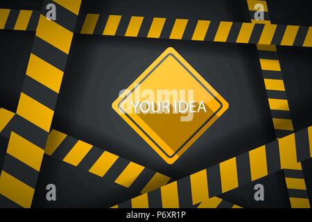 Criminalità modello a nastro. Attenzione, arrestare la linea di polizia, scena del crimine. Illustrazione Vettoriale