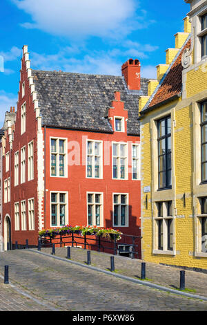Belgum, Vlaanderen (Fiandre), Gand (Gent). Case colorate in Braderijstraat nel centro storico della città di Gand. Foto Stock