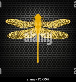 Colorate a forma di libellula Stilized. Il logo di insetto Design. Aeschna Viridis Illustrazione Vettoriale