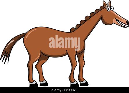 Cartoon sorridente cavallo isolato Illustrazione Vettoriale