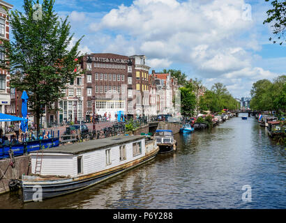 Canale Prinsengracht Amsterdam, Olanda Settentrionale, Paesi Bassi Foto Stock