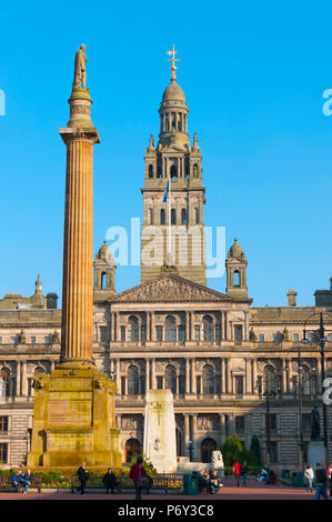 Regno Unito, Scozia, Glasgow, George Square, Glasgow City Chambers Foto Stock