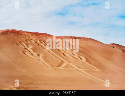 Candelabro de Paracas Geoglyph, Paracas riserva nazionale, regione di Ica, Perù Foto Stock