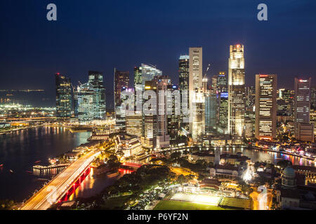 Il quartiere centrale degli affari e Marina Bay, Singapore Foto Stock